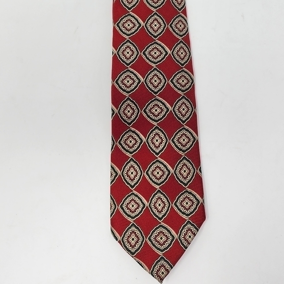 Polo by‎ Ralph Lauren Men's 100% Silk Made In USA Red Pattern Tie - Picture 12 of 12